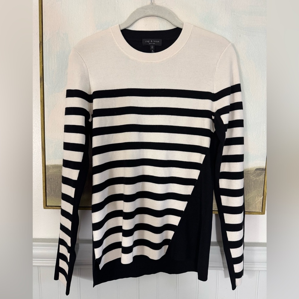 RAG & BONE Cecilee Striped Merino Wool Sweater Size Small - Picture 3 of 7